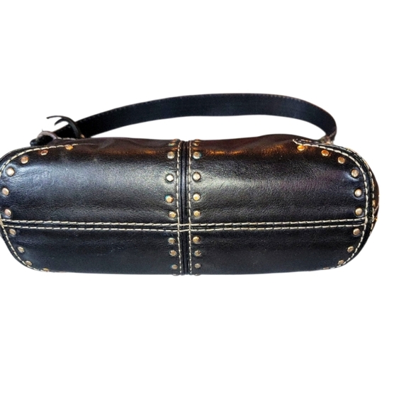 Michael Kors Black Pebbled Leather Vintage Y2K Silver Studded Handb… - Picture 3 of 9